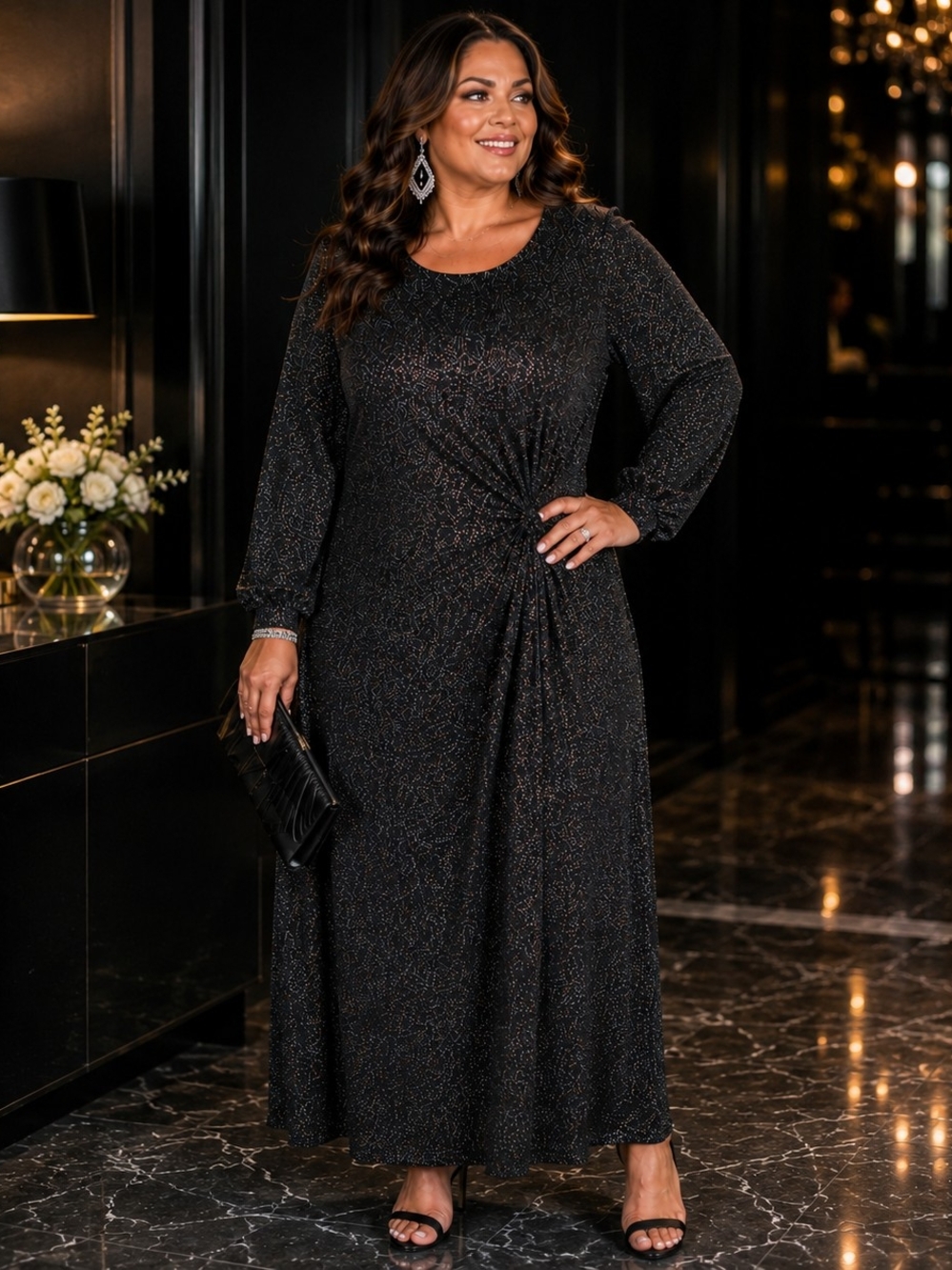 F&F Black Metallic Shimmer Maxi Dress Size 18